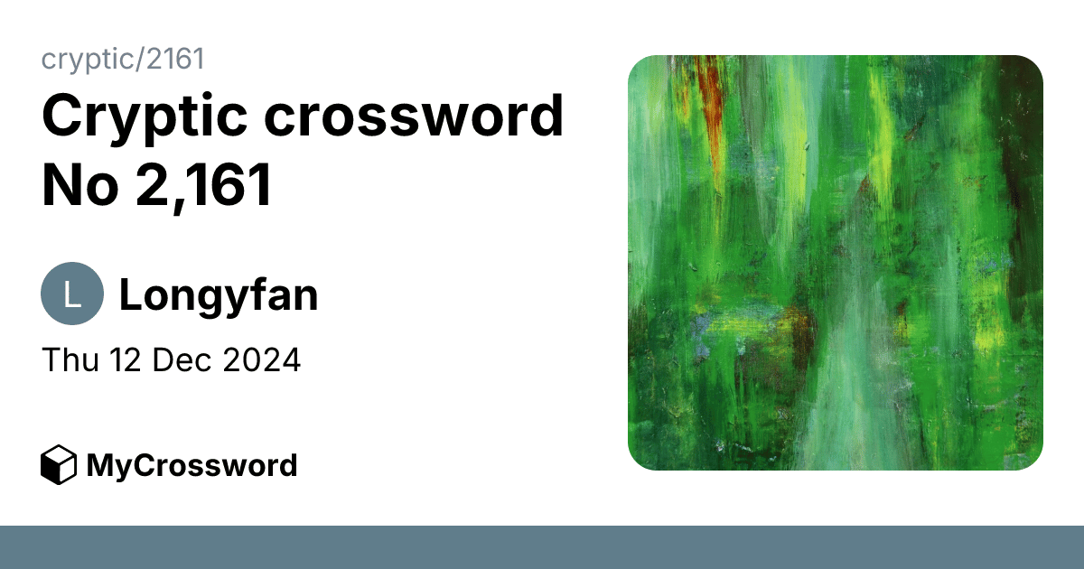 Cryptic crossword No 2,161 · MyCrossword