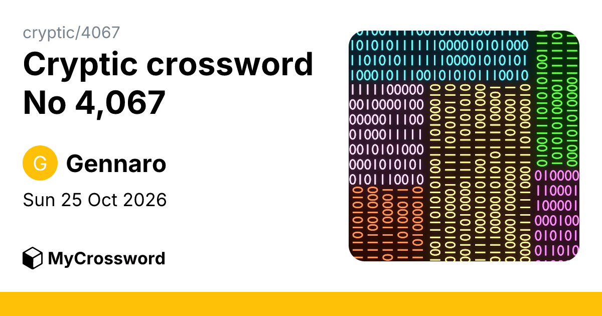 Cryptic crossword No 4,067 · MyCrossword